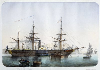 Steam Frigate in the Harbor of Toulon, Circa 1850 by French School