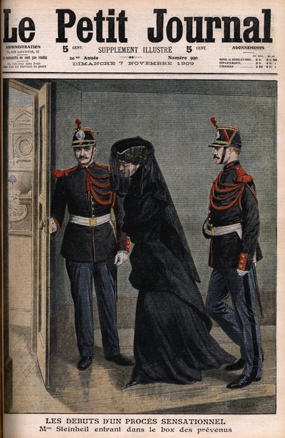 Steinheil case: Marguerite Steinheil (1869-1954) entering the defendants box - Le Petit Journal, November 7 by French School