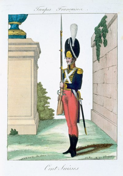 Swiss Centurian, from Troupes Francaises, pub. chez Basset, Paris, c.1790 by French School