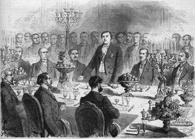 Table of honor at the banquet offered to Mr. de Lesseps by the shareholders of the Suez Canal, on February 11, 1864, at the Palais de l