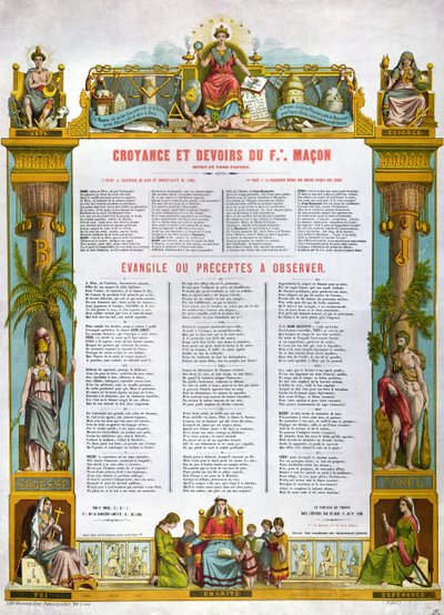 Table of Beliefs & Duties of a Freemason, 2nd half nineteenth century by French School