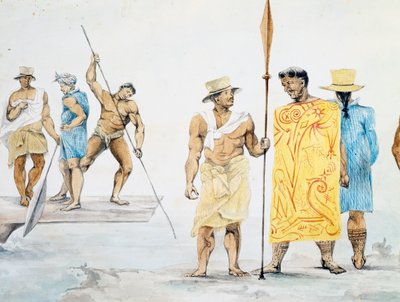 Tahitian Chiefs Boarding Coquille, from Voyage Around the World by French School