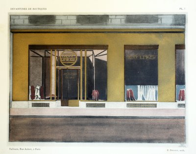 Tailors, Plate 7, illustration from Devantures de Boutiques by Louis-Pierre Sezille, Paris by French School