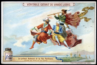Tale of 1001 Nights (Tales of Thousand One Nights): Prince Achmed and Fairy Paribanu - chromolithography by French School