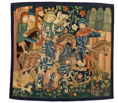 Tapestry with The Queen of France and the Disloyal Marshall, illustrating the middle high German poem 