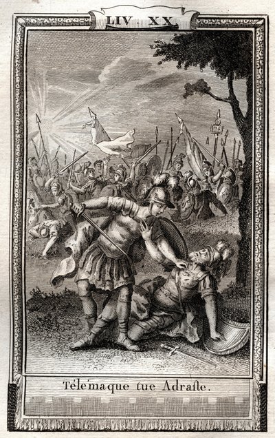Telemachus kills Adraste - engraving of 1798 by Monnet in 