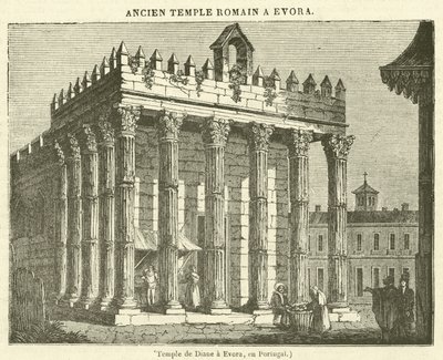 Temple of Diana in Evora, Portugal by French School