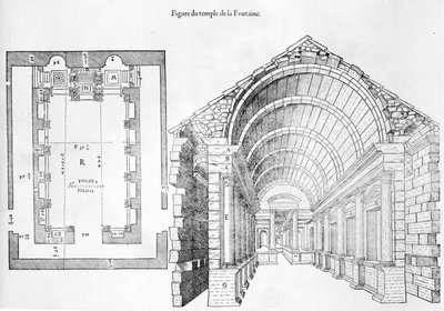 Temple de la Fontaine, illustration from Discours historial de lantique et illustre cite de Nismes by Jean Poldo d