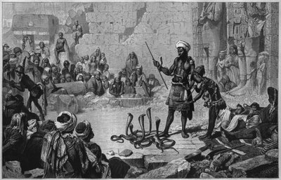 Temple of Medinet Abu. Snake charmers, from LEgypte by Georg Moritz Ebers, 1881 by French School