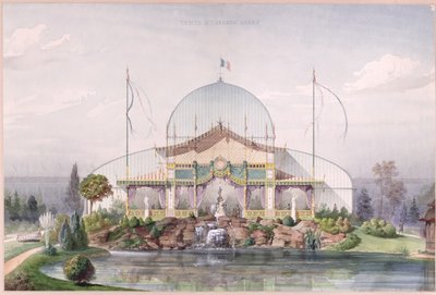 Tent and Big Glasshouse in the Garden of the Universal Exhibition in Paris in 1867 by French School