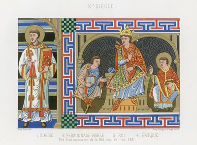 Tenth-Century Depiction of a Deacon, Nobility, a King and a Bishop by French School