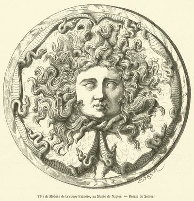 Head of Medusa from the Farnese Cup, in the Naples Museum (engraving) by French School