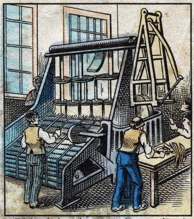 Textile, Linen: The Workshop. Comb to Remove and Smooth the Linen Yarn that will be Transformed by the Drawing into More and More Thin Ribbons. Engraving. Epinal Imaging Late 19th Century by French School