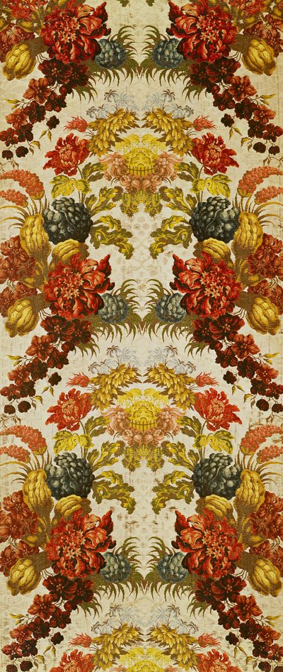 Textile with a Repeating Floral Pattern by French School