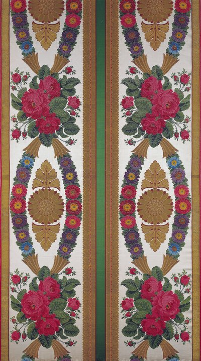 Textile with garlands of daisies and bouquets of roses by Cousin and Bony, Bissardon, Lyon, 1811 by French School