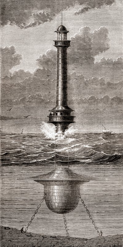 The 19th century floating lighthouse placed at the entrance to the Port of Liverpool, England, from 
