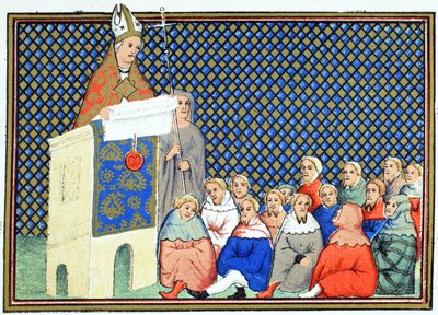 The Archbishop of Canterbury Preaching to the English Nobility Against Richard II, Facsimile Copy from Le Prinse et Mort du Roy Richart by Jean Creton, Reprinted 19th Century by French School