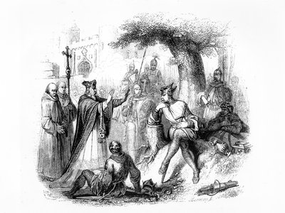 The Archbishop of Rouen in negotiation with Rollo the Viking to protect the city from attack by other Vikings by French School