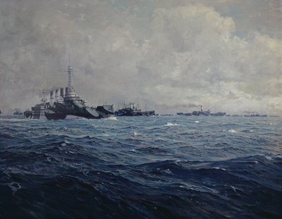 The Arrival of the American Fleet in France by French School