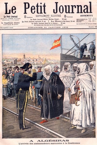 The Arrival of the Moroccan Ambassadors, including Sidi-Mohammed Torres to the Algeciras Conference, from Le Petit Journal, January 1906 - International conference of European powers and the United States held to discuss relationship of France with Morocco by French School