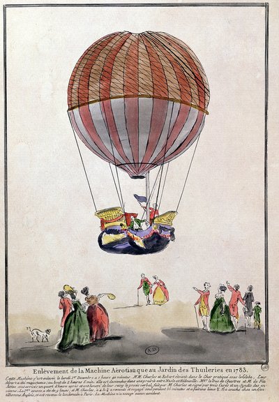 The Ascent of the Aerostat in the Jardin des Tuileries, 1st December, 1783 by French School