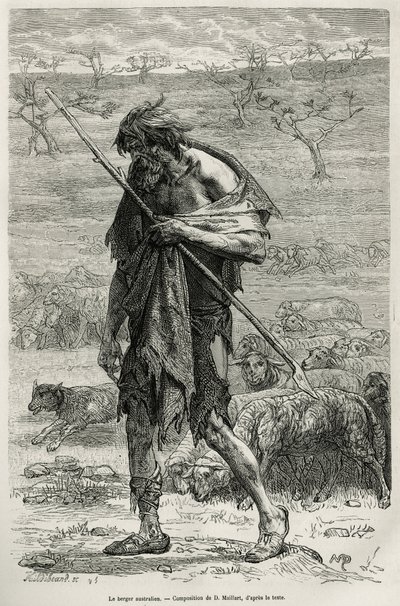The Australian Shepherd, Engraved after a Drawing by D. Maillart, to Illustrate the Story Six Months in Australia, by Desire Charnay, a Mission Assignment by the Ministry of Public Education, in 1878, Published in Le Tour du Monde, under the Direction of E by French School