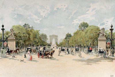 The Avenue des Champs-Elysees, c.1895 by French School