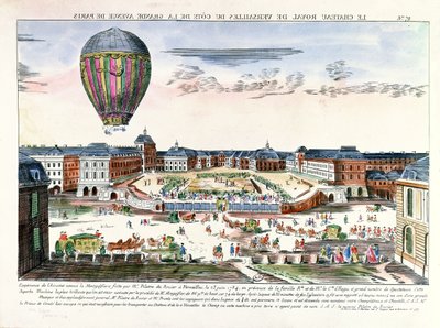 The Balloon Voyage of Francois Pilatre de Rozier over the Chateau de Versailles, 23rd June, 1784 by French School