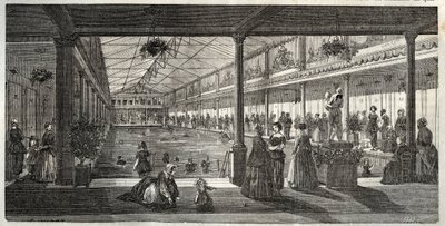 The Baths at Hotel Lambert, Ile Saint-Louis, Paris, mid-19th century - Hotel Lambert, Ile Saint-Louis, swimming school for ladies - Bain Lambert - Engraving in Tableau-de-Paris by Edmond Texier 1852 by French School