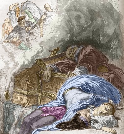 The Black Death: Slaughter of Jews, 1348, illustration from Histoire-populaire-de-France by Charles Lahure, 1866 by French School