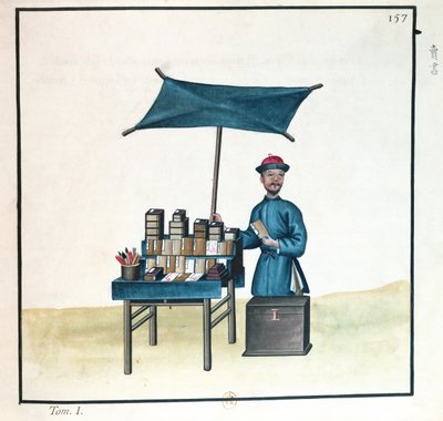 The Book Seller, from a book on the street calls of Peking, c.1785 by French School