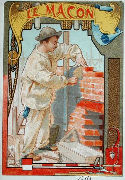The Bricklayer, Illustration from a Book on the Crafts, c.1899 by French School