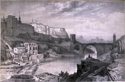 The Bridge at Alcantara, Toledo by French School
