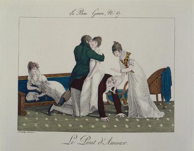 The Bridge of Love, plate 67 from le Bon Genre, c.1810 by French School