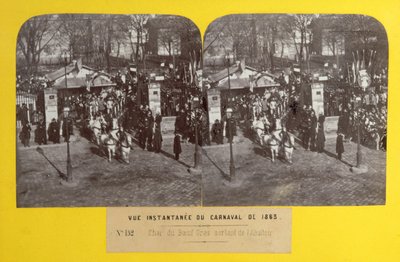 The Carnival of 1863 in Paris, the fat ox float leaving the slaughterhouse, stereoscopic view, 1863 by French School