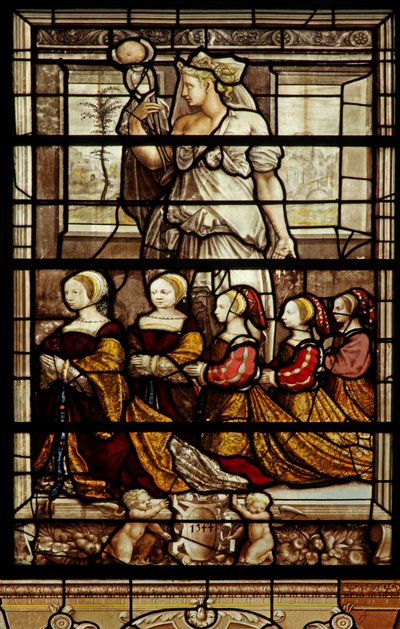 The Chapel north window: St Agatha with Anne de Montmorency