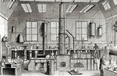 The Chemistry Laboratory of a School in Paris, from Almanach du Magasin Pittoresque, 1870 by French School