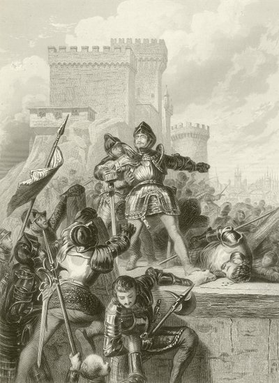 The Chevalier Bayard wounded at the siege of Brescia, 1512 by French School
