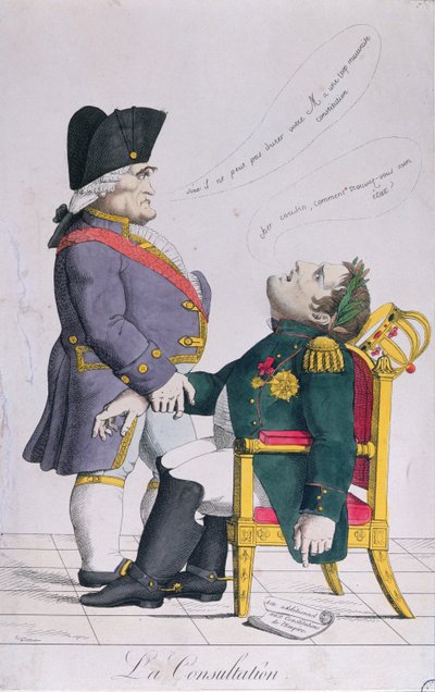 The Consultation, caricature of Cambaceres and Napoleon c.1810-14 by French School