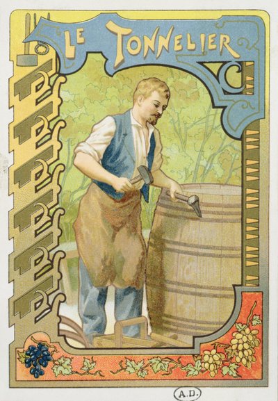 The Cooper, illustration from a book on the crafts by French School