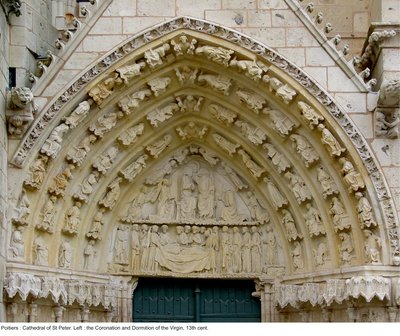 The Coronation and the Dormition of the Virgin, from the left tympanum of the west facade by French School