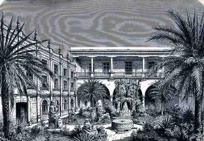 The Court of the Mexico Museum, from The Ancient Cities of the New World, by Claude-Joseph-Desire Charnay, pub. 1887 by French School