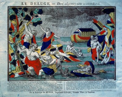 The Deluge, the Ark of Noah on the right Engraving of the 19th century. Paris, Museum of Popular Arts and Traditions by French School