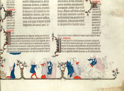 The Departure of Rebecca with Eliezer, from The Bible of Jean de Sy, c.1355 by French School