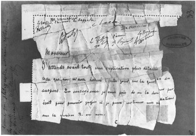The Dreyfus Affair, 22 December 1894, telegram sent to Commandant Esterhazy by French School