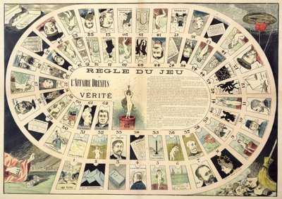 The Dreyfus Affair Game, with portraits of the various individuals involved, late 19th century by French School