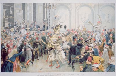 The Easter Procession of the Sacred Fire in Jerusalem, 1895 by French School