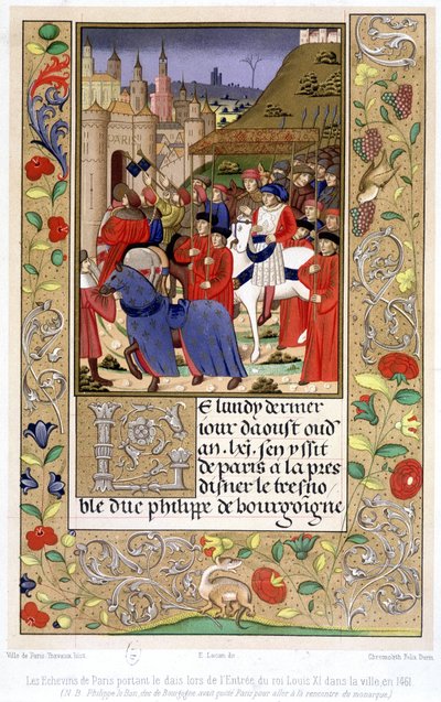 The Echevins of Paris Carrying the Dais When King Louis XI Entered the City in 1461 by French School