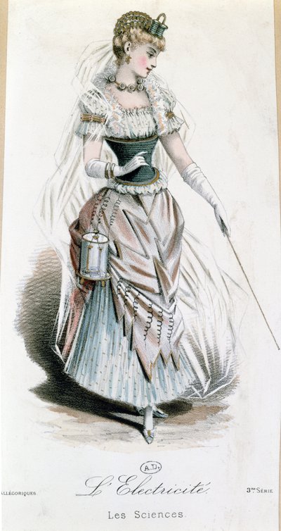 The Electricity Fairy, costume for a fancy dress ball with battery, c.1885 by French School