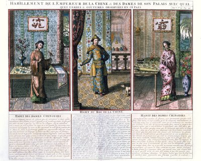 The Emperor of China and Two Noblewomen, illustration from a reprint of China Monumentis by Athanasius Kircher by French School